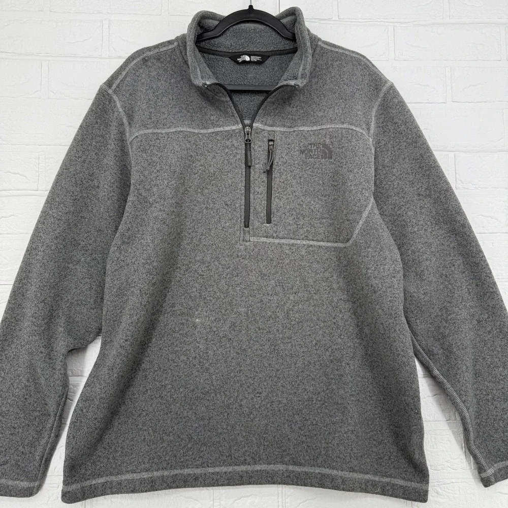 THE NORTH FACE Gordon Lyons 1/4 Zip Fleece Sweater Mens XL Gray Pullover